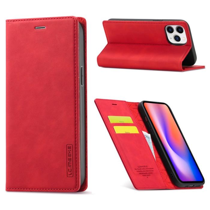 LC.imeeke - LC.IMEEKE Fodral för iPhone 12 / 12 Pro - Äkta läder - Röd