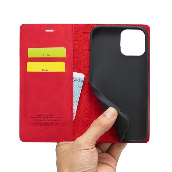 LC.imeeke - LC.IMEEKE Fodral för iPhone 12 / 12 Pro - Äkta läder - Röd