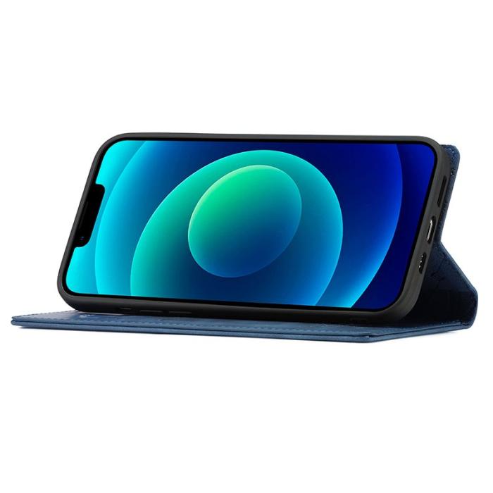 LC.imeeke - LC.IMEEKE Fodral för iPhone 15 - Mikrofiberläder Ställ - Blå