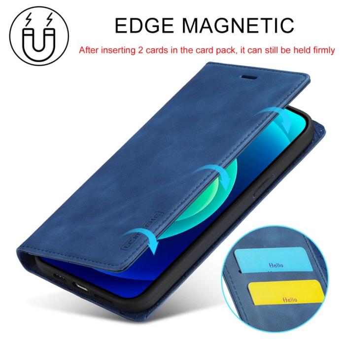 LC.imeeke - LC.IMEEKE Fodral för iPhone 15 - Mikrofiberläder Ställ - Blå