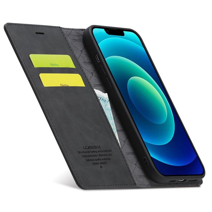 LC.imeeke - LC.IMEEKE Fodral för iPhone 15 - Mikrofiberläder - Svart