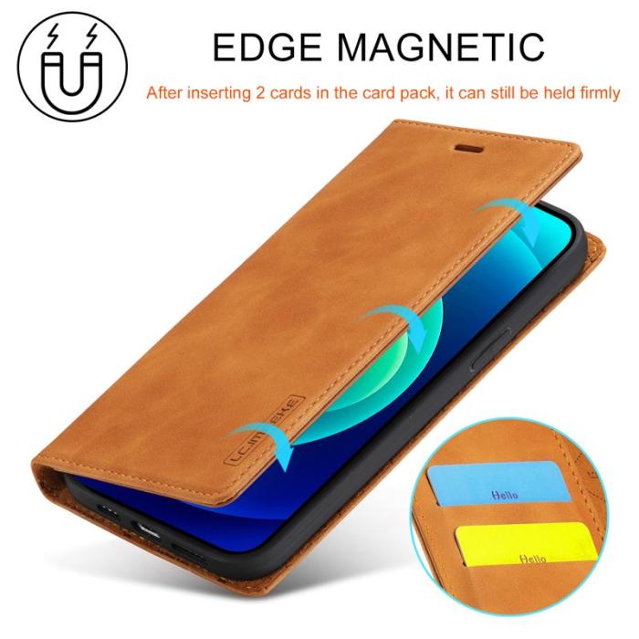 LC.imeeke - LC.IMEEKE Fodral för iPhone 15 Plus - Äkta läder - Brun