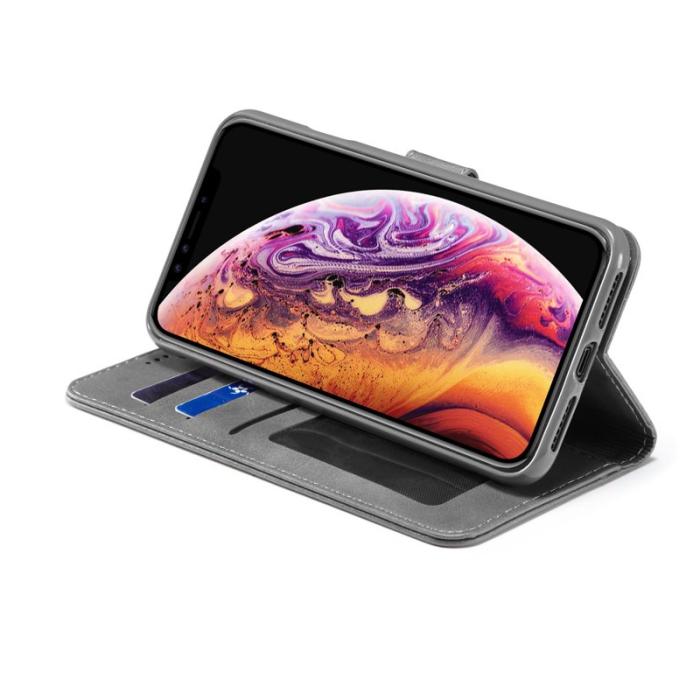 LC.imeeke - LC.IMEEKE Fodral för iPhone XR 6.1 tum - Äkta läder - Grå