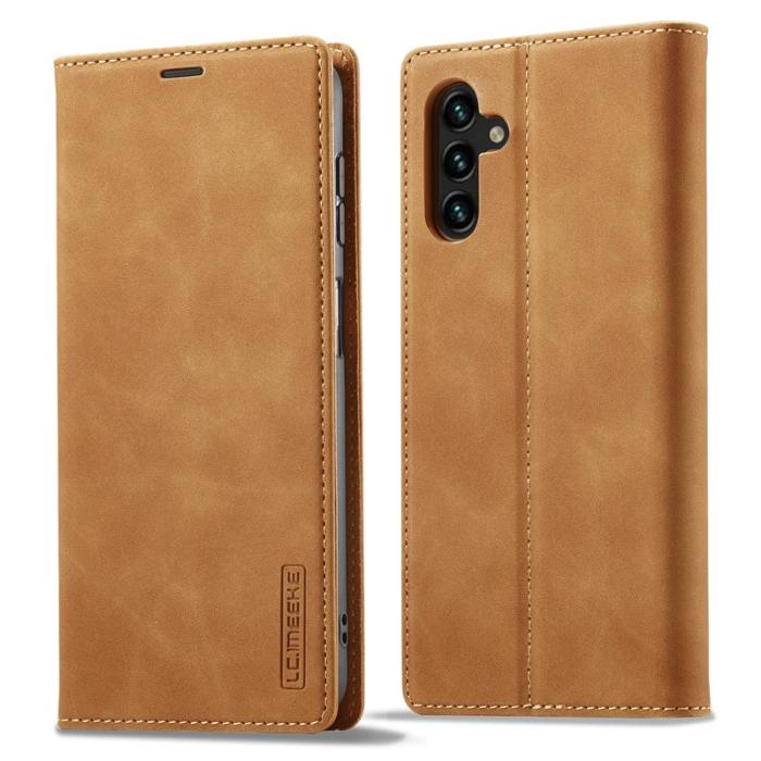 LC.imeeke - LC.IMEEKE Fodral för Samsung Galaxy A14 4G/5G - PU Läder - Brun