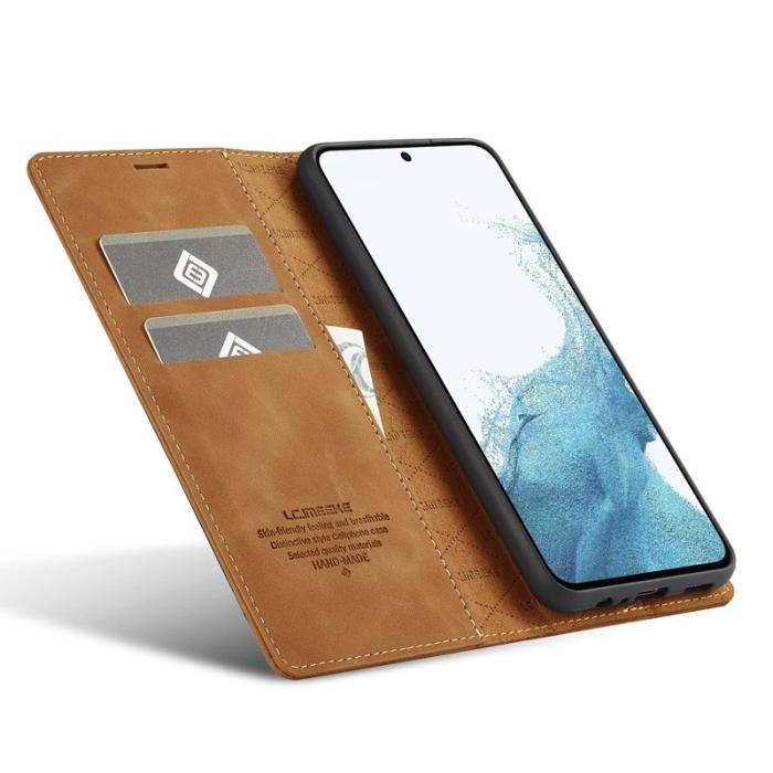 LC.imeeke - LC.IMEEKE Fodral för Samsung Galaxy A14 4G/5G - PU Läder - Brun