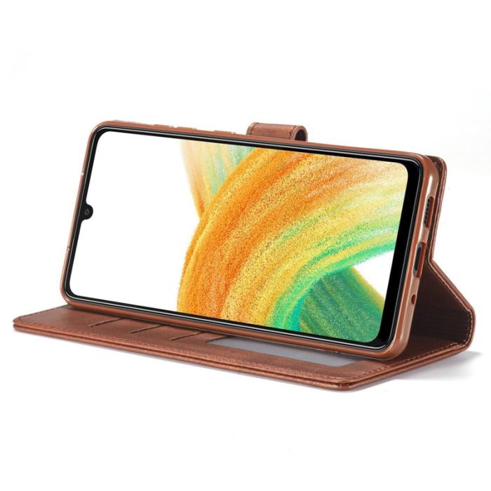 LC.imeeke - LC.IMEEKE Fodral för Samsung Galaxy A33 5G - Äkta läder - Grå