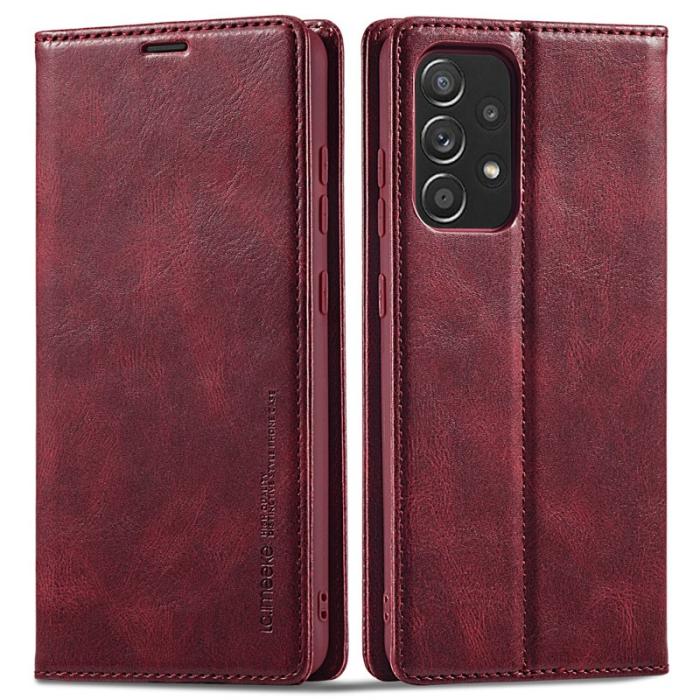 LC.imeeke - LC.IMEEKE Fodral för Samsung Galaxy A53 5G - Röd - Äkta läder