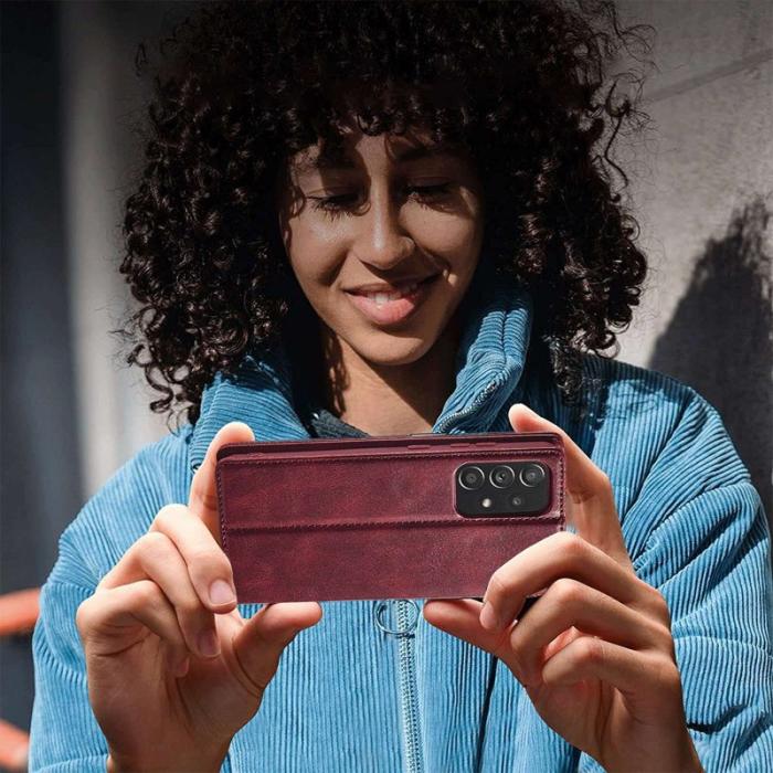 LC.imeeke - LC.IMEEKE Fodral för Samsung Galaxy A53 5G - Röd - Äkta läder