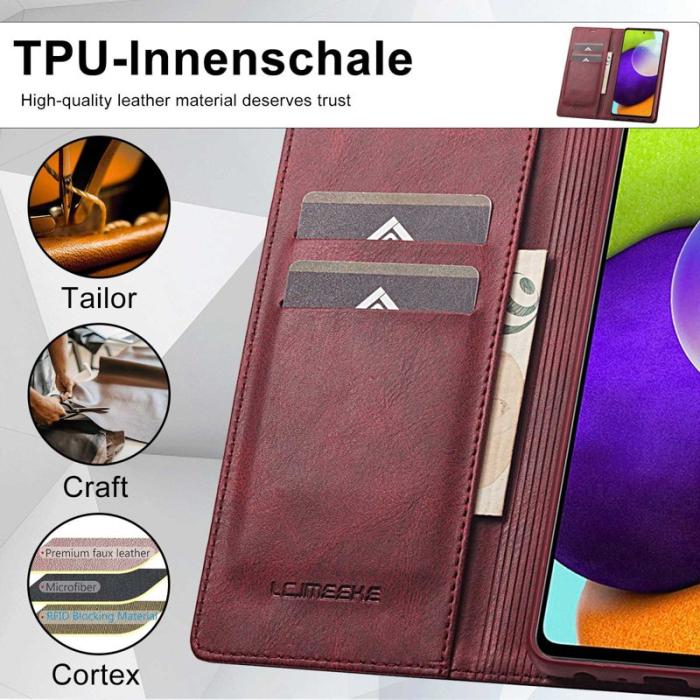 LC.imeeke - LC.IMEEKE Fodral för Samsung Galaxy A53 5G - Röd - Äkta läder