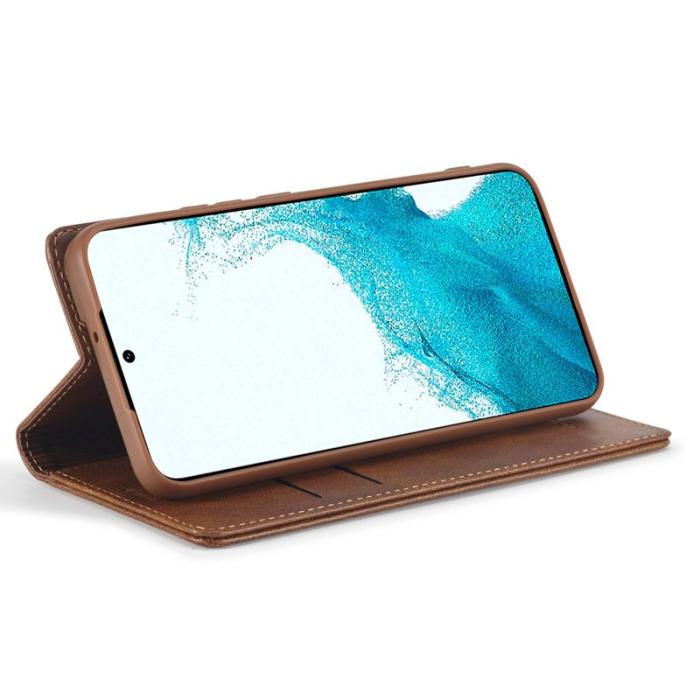 LC.imeeke - LC.IMEEKE Fodral för Samsung Galaxy S21 FE 5G - Äkta läder - Brun