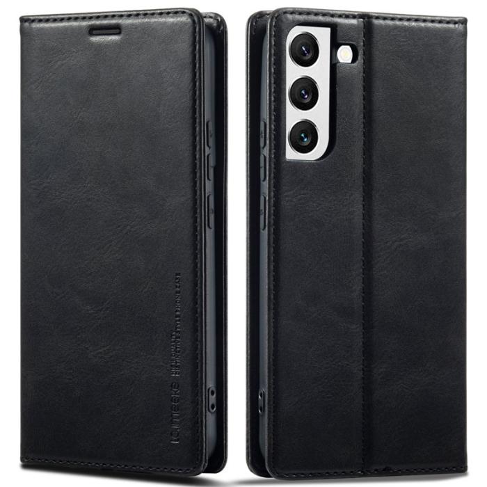 LC.imeeke - LC.IMEEKE Fodral för Samsung Galaxy S21 FE 5G - Äkta läder - Svart