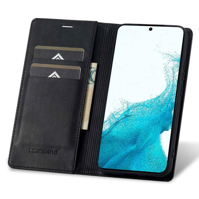 LC.imeeke - LC.IMEEKE Fodral för Samsung Galaxy S21 FE 5G - Äkta läder - Svart