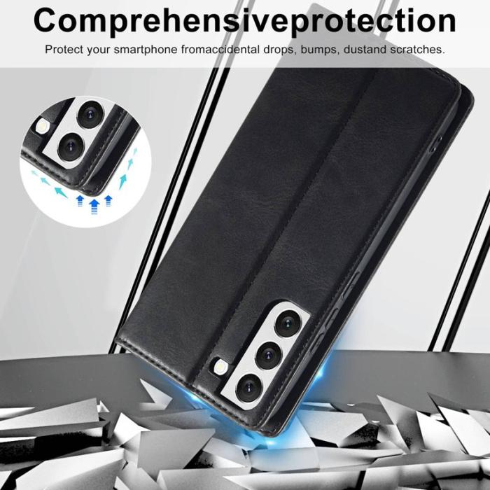 LC.imeeke - LC.IMEEKE Fodral för Samsung Galaxy S21 FE 5G - Äkta läder - Svart