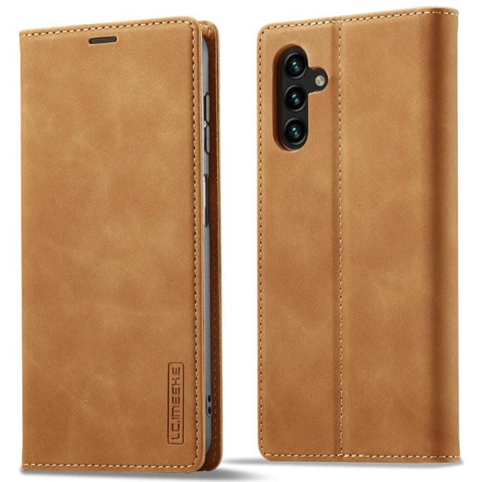 LC.imeeke - LC.IMEEKE Fodral för Samsung Galaxy S23 FE - Mikrofiberläder - Brun