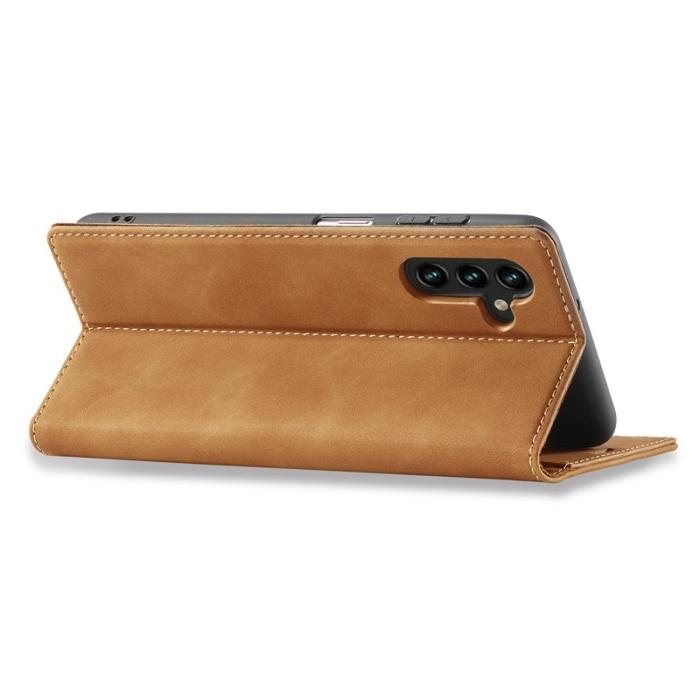 LC.imeeke - LC.IMEEKE Fodral för Samsung Galaxy S23 FE - Mikrofiberläder - Brun