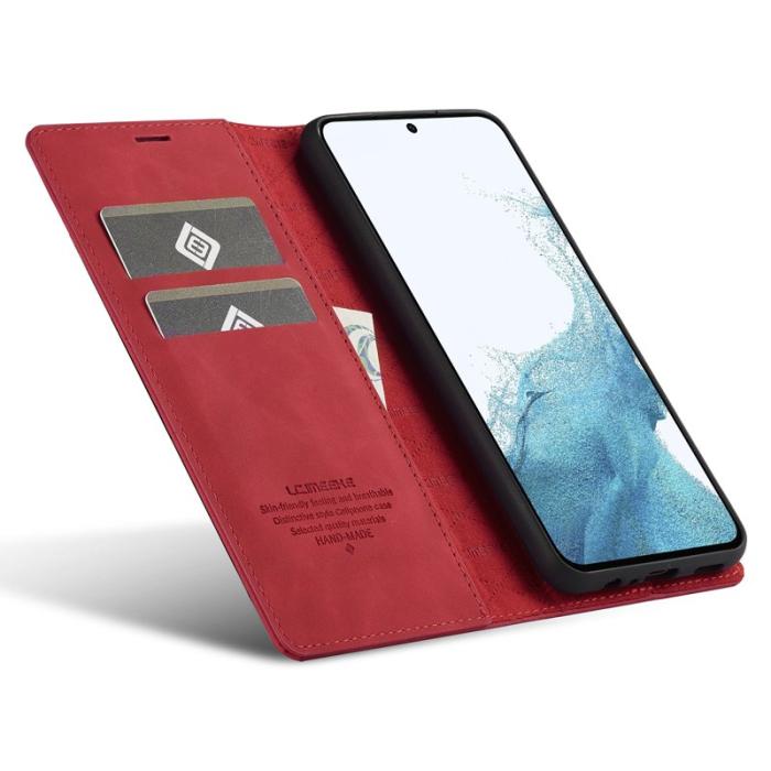 LC.imeeke - LC.IMEEKE Fodral för Samsung Galaxy S23 FE - Mikrofiberläder - Röd