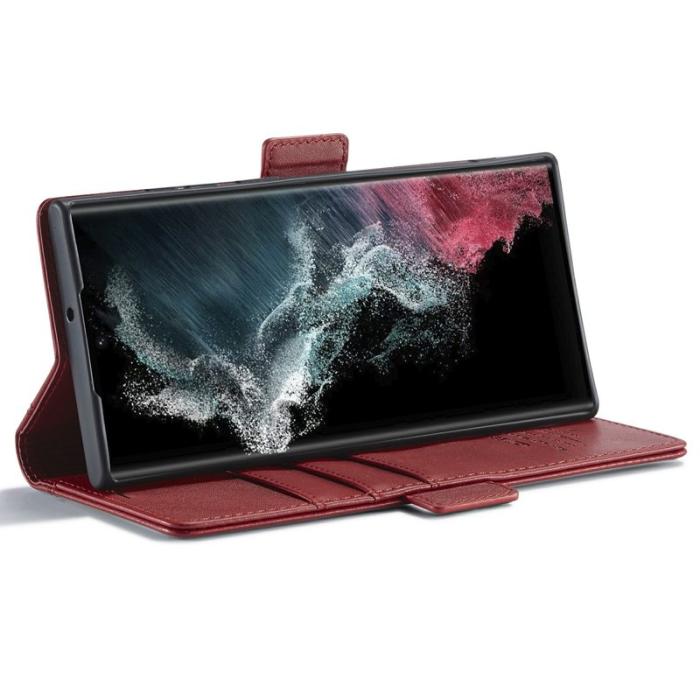 LC.imeeke - LC.IMEEKE Fodral för Samsung Galaxy S24 Ultra - PU Läder - Röd