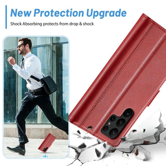 LC.imeeke - LC.IMEEKE Fodral för Samsung Galaxy S24 Ultra - PU Läder - Röd
