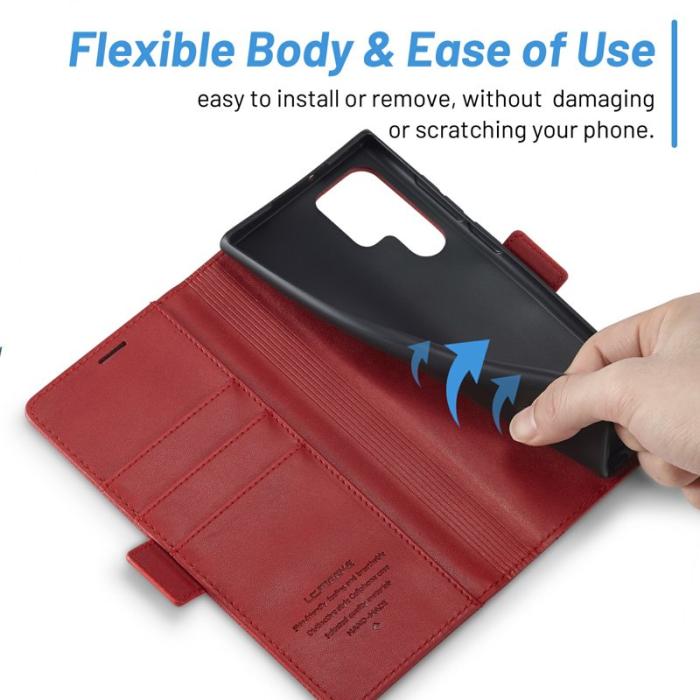 LC.imeeke - LC.IMEEKE Fodral för Samsung Galaxy S24 Ultra - PU Läder - Röd