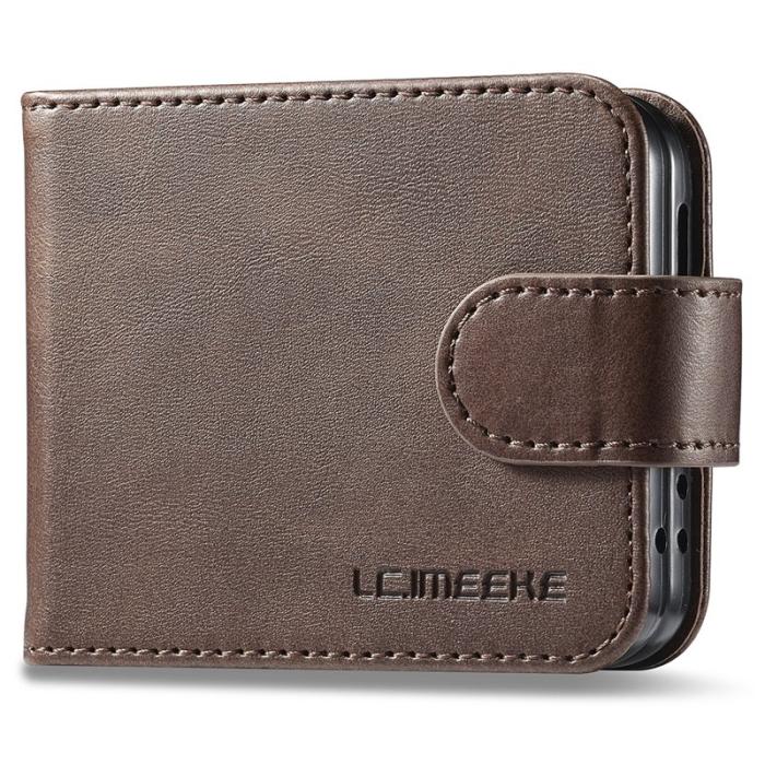 LC.imeeke - LC.IMEEKE Fodral för Samsung Galaxy Z Flip7 FE 5G - Äkta läder - Brun