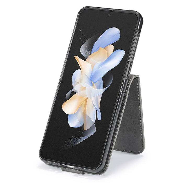 LC.imeeke - LC.IMEEKE Fodral för Samsung Galaxy Z Flip7 FE 5G - Äkta läder - Grå