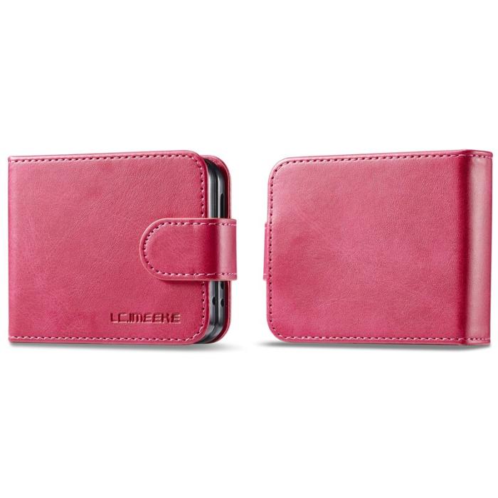 LC.imeeke - LC.IMEEKE Fodral för Samsung Galaxy Z Flip7 FE 5G - Äkta läder - Rosa