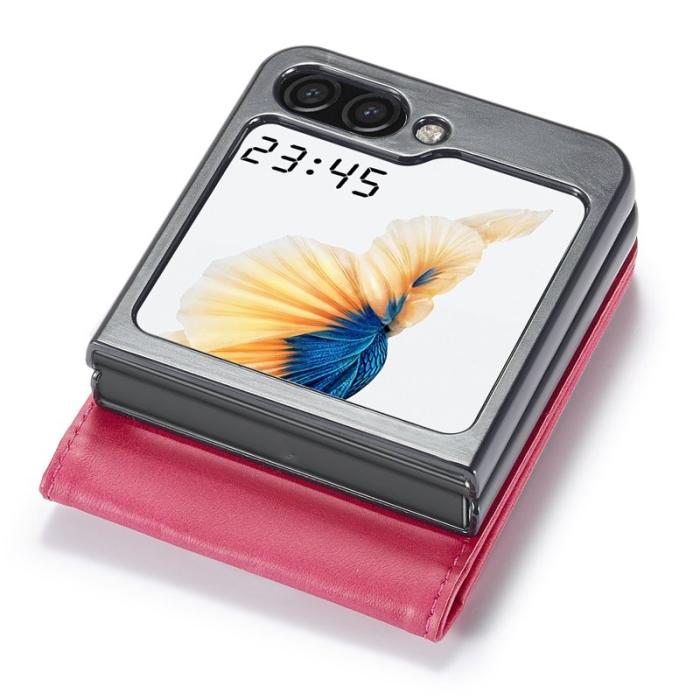 LC.imeeke - LC.IMEEKE Fodral för Samsung Galaxy Z Flip7 FE 5G - Äkta läder - Rosa