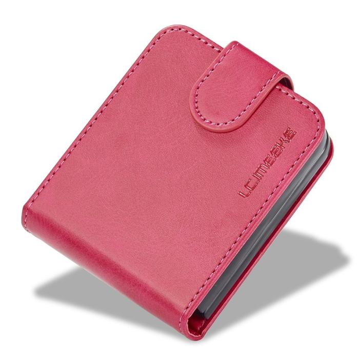 LC.imeeke - LC.IMEEKE Fodral för Samsung Galaxy Z Flip7 FE 5G - Äkta läder - Rosa