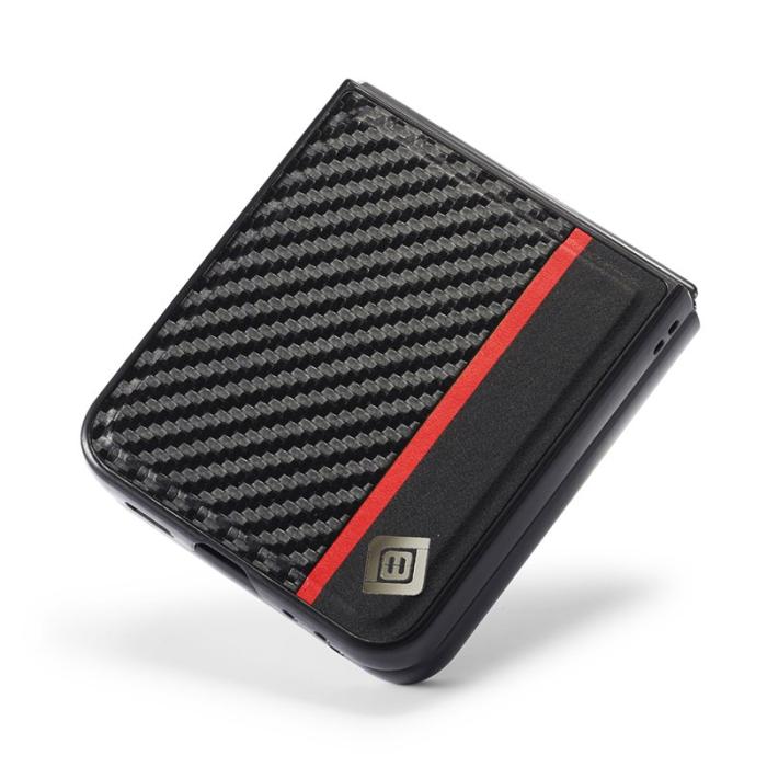 LC.imeeke - LC.IMEEKE Fodral för Samsung Galaxy Z Flip7 FE 5G - Äkta läder - Svart