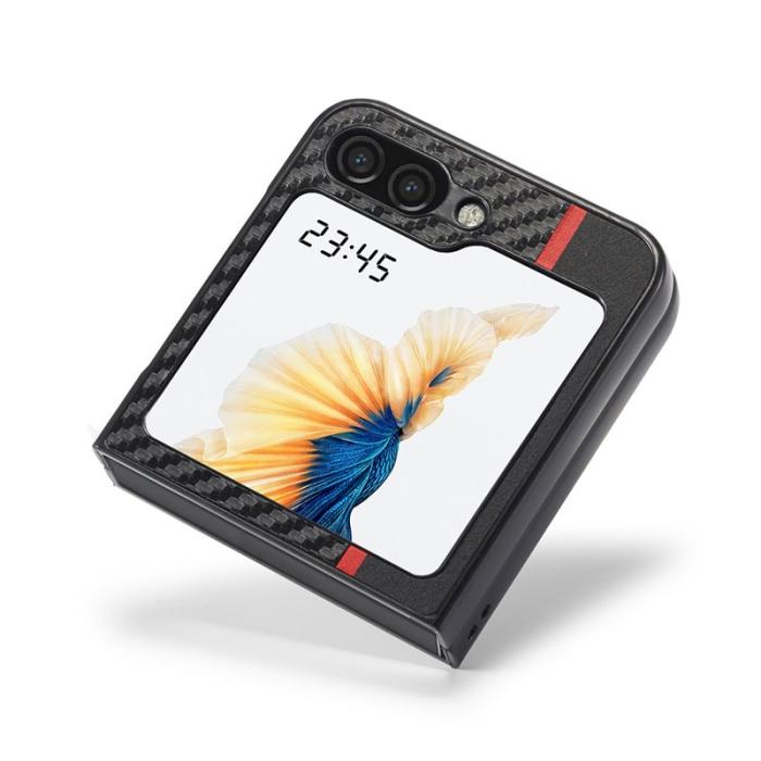 LC.imeeke - LC.IMEEKE Fodral för Samsung Galaxy Z Flip7 FE 5G - Äkta läder - Svart