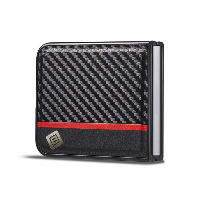 LC.imeeke - LC.IMEEKE Fodral för Samsung Galaxy Z Flip7 FE 5G - Äkta läder - Svart