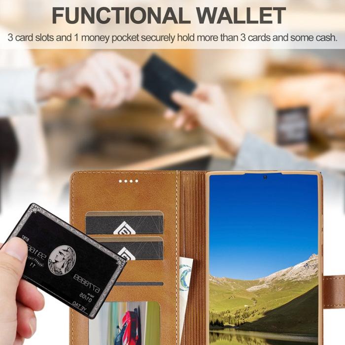 LC.imeeke - LC.IMEEKE Fodral Folio Flip Wallet PU Läder - Ljusbrun