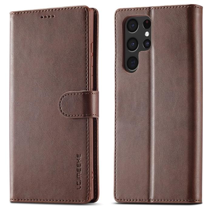 LC.imeeke - LC.IMEEKE Fodral Folio Flip Wallet PU Läder - Mörkbrun
