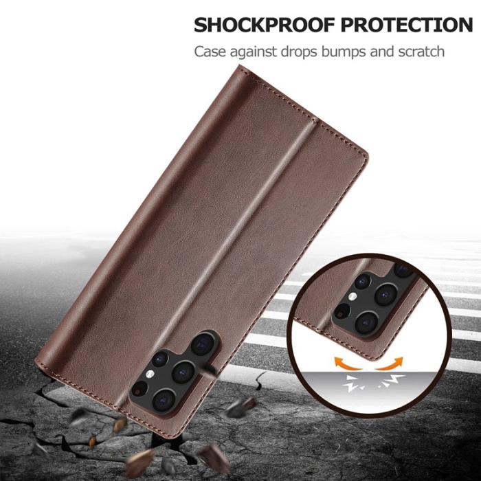 LC.imeeke - LC.IMEEKE Fodral Folio Flip Wallet PU Läder - Mörkbrun