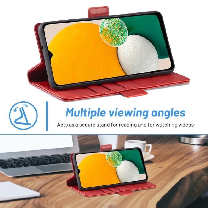 LC.imeeke - LC.IMEEKE Fodral Samsung Galaxy A14 4G/5G - Äkta läder - Röd