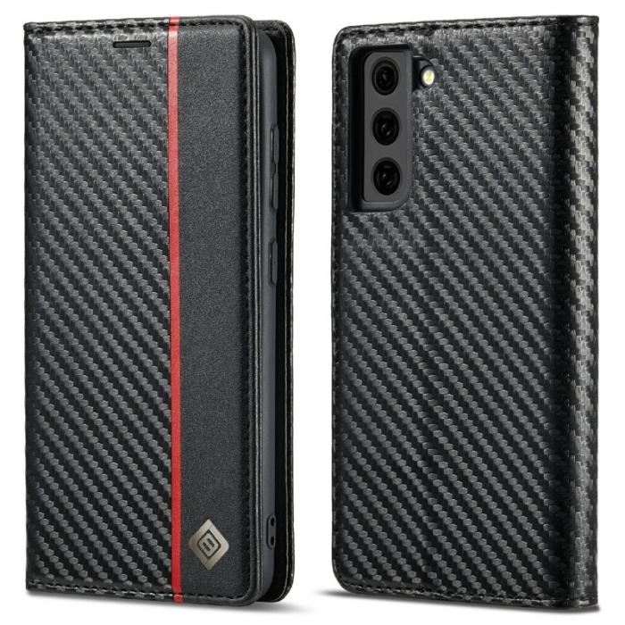 LC.imeeke - LC.IMEEKE Fodral Samsung Galaxy S21 5G Äkta läder - Svart