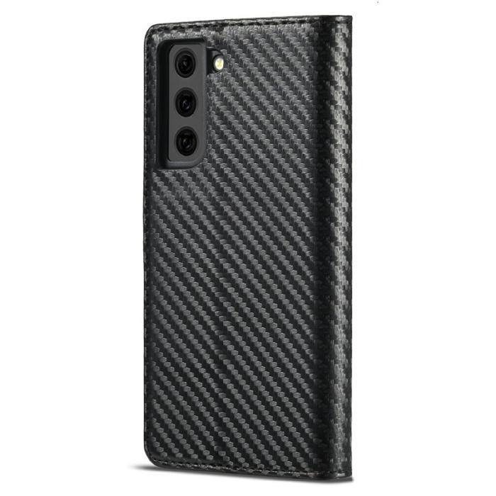 LC.imeeke - LC.IMEEKE Fodral Samsung Galaxy S21 5G Äkta läder - Svart