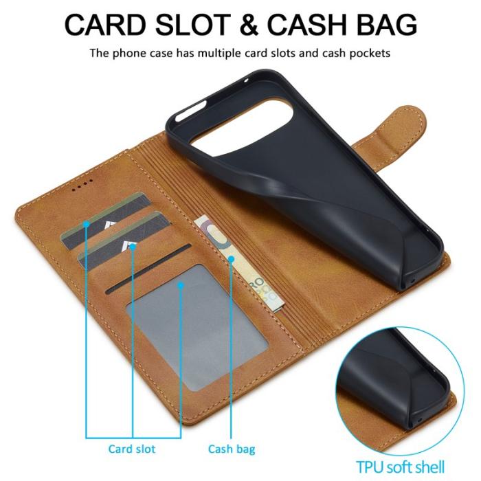 LC.imeeke - LC.IMEEKE Google Pixel 10 Pro Fodral Äkta läder - Gul