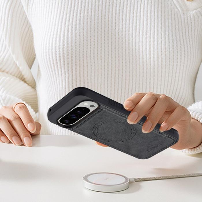 LC.imeeke - LC.IMEEKE Google Pixel 10 Pro Fodral Äkta läder - Svart