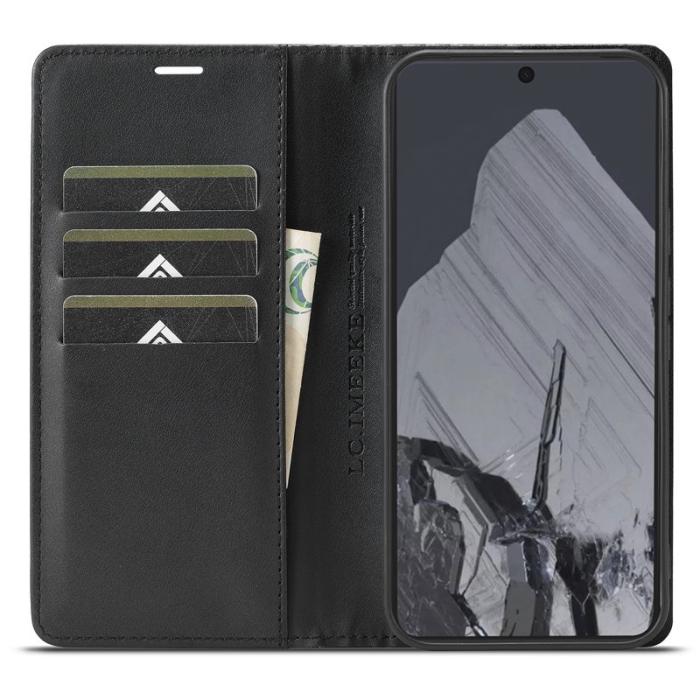 LC.imeeke - LC.IMEEKE Google Pixel 10 Pro Wallet Fodral Äkta läder - Svart