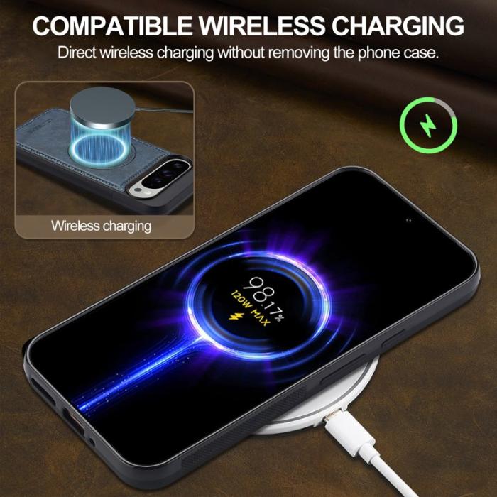 LC.imeeke - LC.IMEEKE Google Pixel 10 Pro XL Fodral Äkta läder - Blå