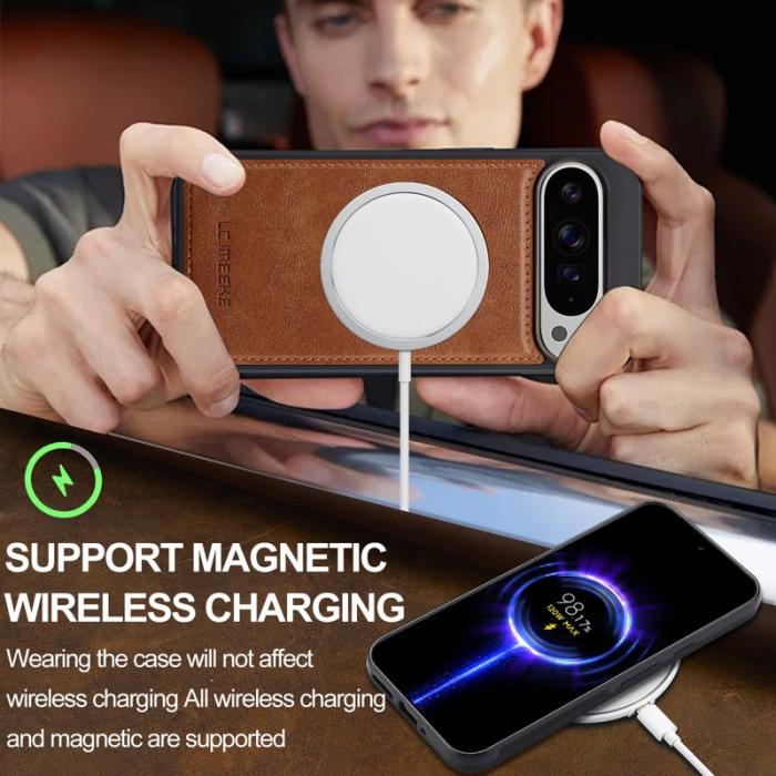 LC.imeeke - LC.IMEEKE Google Pixel 10 Pro XL Fodral Äkta läder - Brun