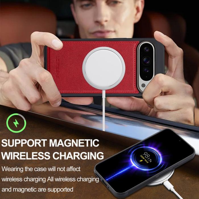 LC.imeeke - LC.IMEEKE Google Pixel 10 Pro XL Fodral - Äkta läder - Röd