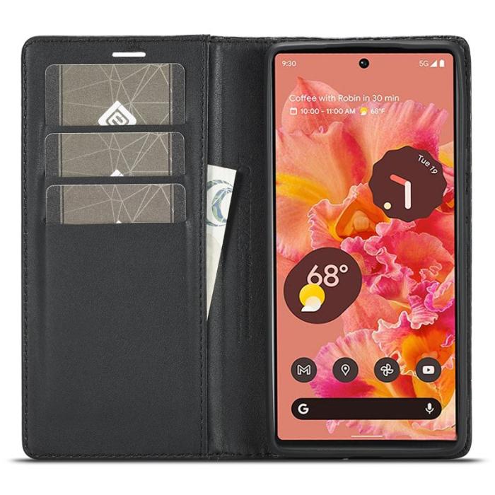 LC.imeeke - LC.IMEEKE Google Pixel 6a Fodral PU Läder - Carbon Fiber - Vit