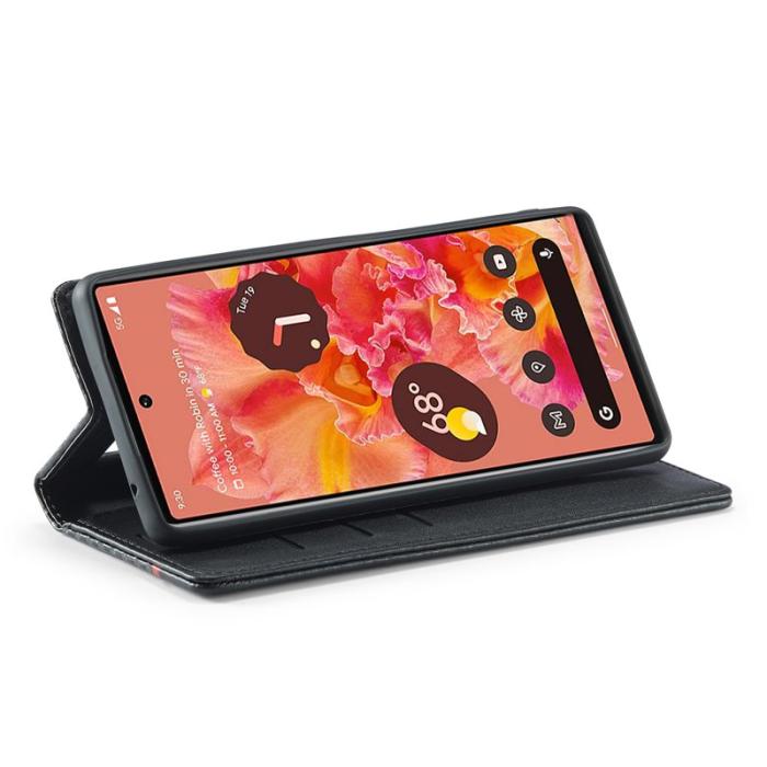 LC.imeeke - LC.IMEEKE Google Pixel 6a Fodral PU Läder - Carbon Fiber - Vit