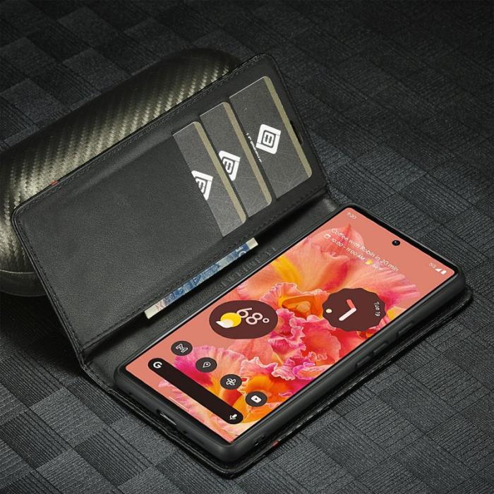 LC.imeeke - LC.IMEEKE Google Pixel 6a Fodral PU Läder - Carbon Fiber - Vit