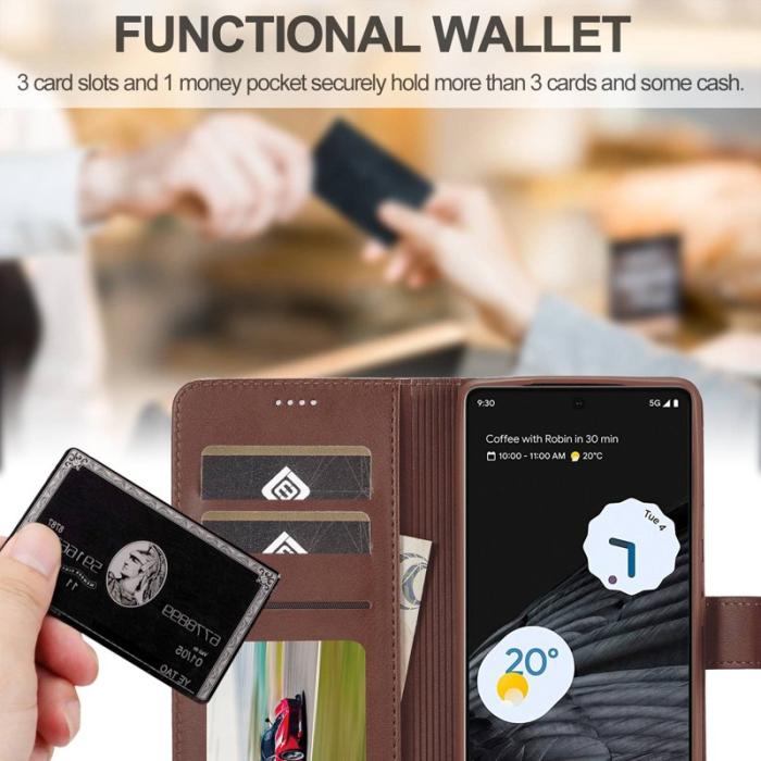 LC.imeeke - LC.IMEEKE Google Pixel 7 Fodral Äkta läder - Brun