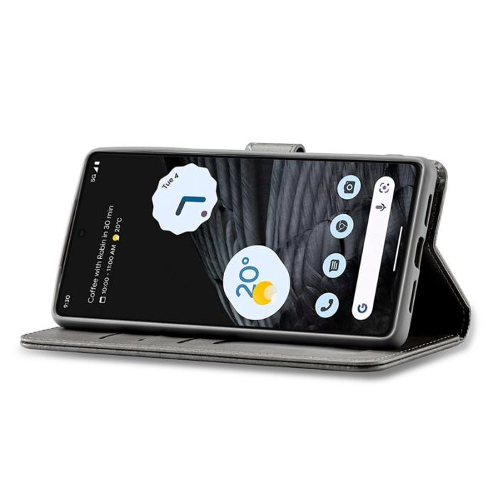 LC.imeeke - LC.IMEEKE Google Pixel 7 Fodral Äkta läder - Grå