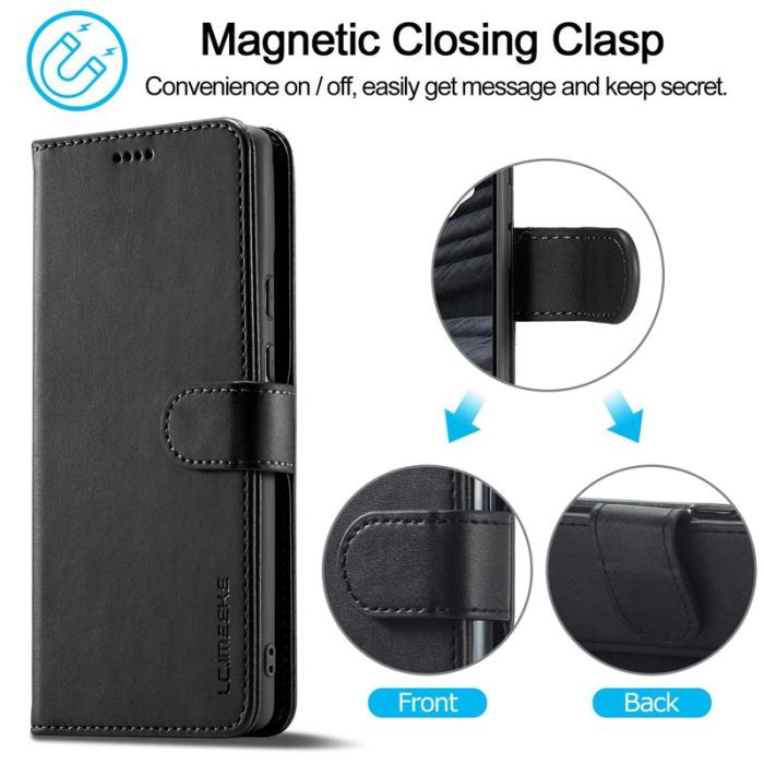 LC.imeeke - LC.IMEEKE Google Pixel 7 Fodral Äkta läder - Svart