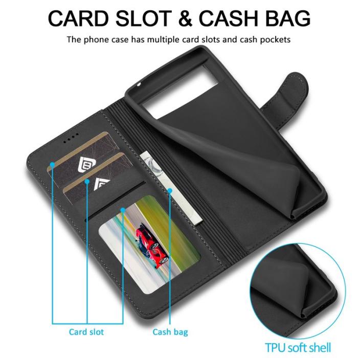 LC.imeeke - LC.IMEEKE Google Pixel 7 Fodral Äkta läder - Svart